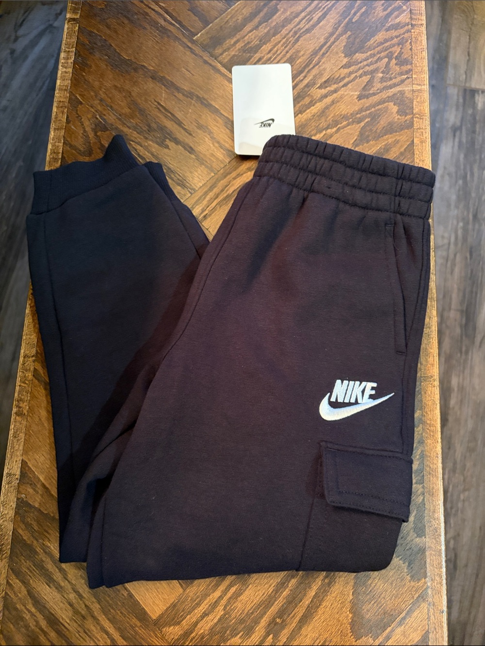 Nike Kids Black Cargo Sweatpant Joggers with White Swoosh - NWT